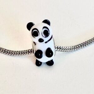 Murano glass Panda charm bead